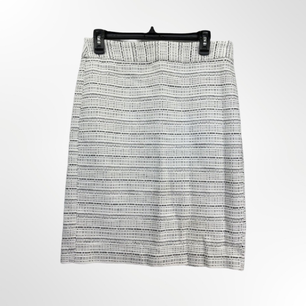 Banana Republic White and Black Tweed Cotton Blend Lined Pencil Skirt Size 2